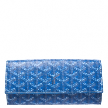 Pre Owned Goyard Blue Coated Canvas Goyardine Varenne Continental Wallet