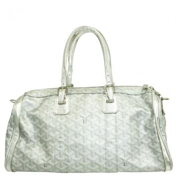 Goyard Silver Leather Goyardine Croisière 40 Bag