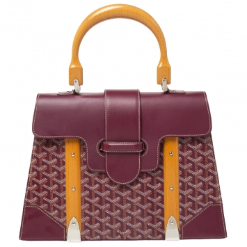 Goyard Burgundy Coated Canvas and Leather MM Saigon Top Handle Bag
