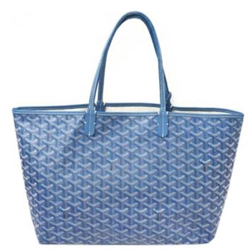 Pre Owned Goyard Blue Goyardine Canvas St. Louis PM Tote Bag