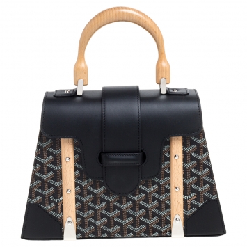 Goyard Black Goyardine Coated Canvas and Leather PM Saigon Top Handle Bag