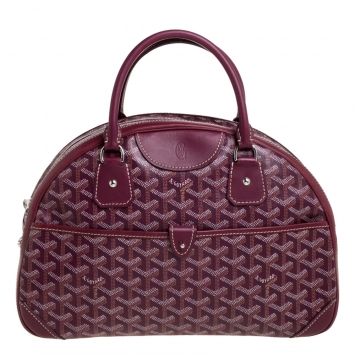 Pre Owned Goyard Burgundy Goyardine Coated Canvas and Leather St. Jeanne MM Bag