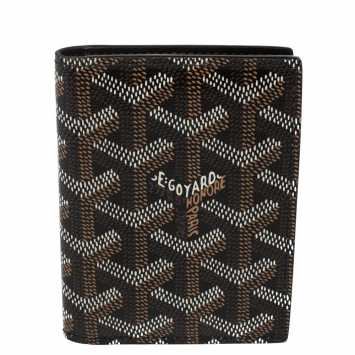 Pre Owned Goyard Black Goyardine Coated Canvas Bi Fold Wallet