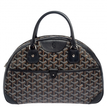 Pre Owned Goyard Black Goyardine Coated Canvas and Leather St. Jeanne MM Bag