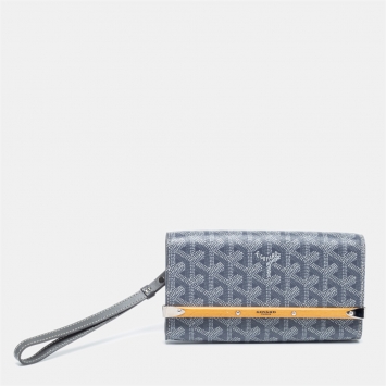 Pre Owned Goyard Grey Coated Canvas and Leather Mini Monte Carlo Phone Case