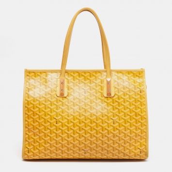 Pre Owned Goyard Yellow Goyardine Coated Canvas and Leather Marquises Tote