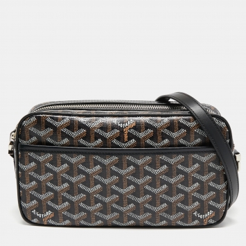 Pre Owned Goyard Black Goyardine Coated Canvas Sac Cap Vert Crossbody Bag