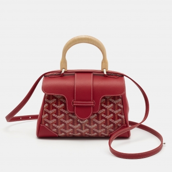 Goyard Red Goyardine Coated Canvas and Leather Mini Saigon Top Handle Bag