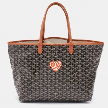 Goyard Brown Goyardine Coated Canvas and Leather Printed Saint Louis PM Tote