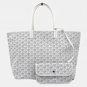 Pre Owned Goyard White Goyardine Coated Canvas and Leather Saint Louis PM Tote