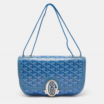 Goyard Blue Goyardine Coated Canvas 223 PM Shoulder Bag