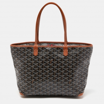 Pre Owned Goyard Brown Goyardine Coated Canvas and Leather Artois MM Tote