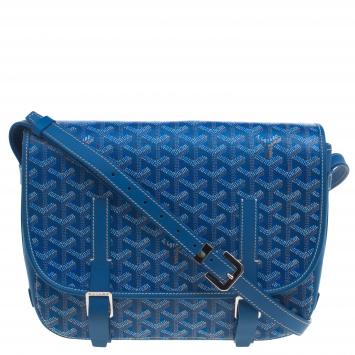 Goyard Blue Chevron Print Coated Canvas Belvedere MM Saddle Bag
