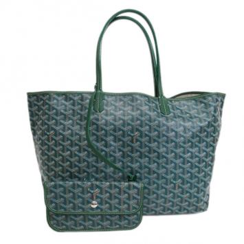 Pre Owned Goyard Coated Canvas Green Saint Louis Tote PM