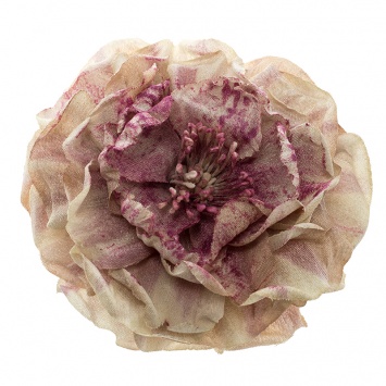 Pre Owned Gucci Purple And White Silk Flower Brooch