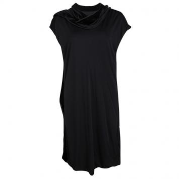 Pre Owned Gucci Black Knit Layered Neckline Detail Velvet Trim Dress L