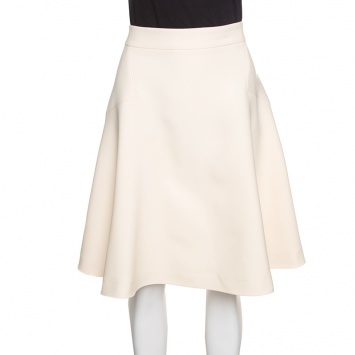 Pre Owned Gucci Cream Wool and Silk High Waist A-Line Skirt L