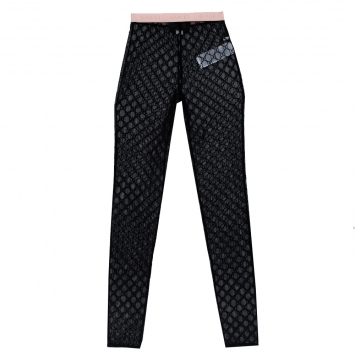 Pre Owned Gucci Black Logo Embroidered Tulle Sheer Leggings XS