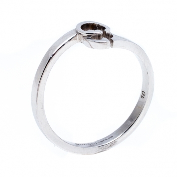 Pre Owned Gucci Running G 18K White Gold Ring Size 50.5