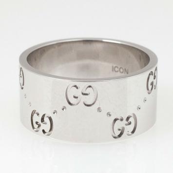 Pre Owned Gucci Icon White Gold Band Ring Size 52