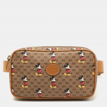 مملوكة مسبقًا Gucci x Disney Brown GG Supreme Canvas and Leather Mickey Mouse Belt Bag