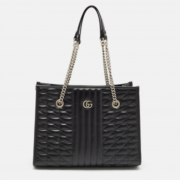 Pre Owned Gucci Multi Matelasse Leather GG Marmont Chain Tote