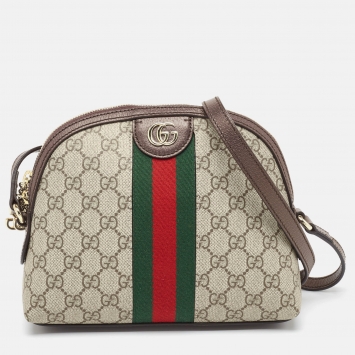 Pre Owned Gucci Brown/Beige GG Supreme Canvas Small Ophidia Shoulder Bag