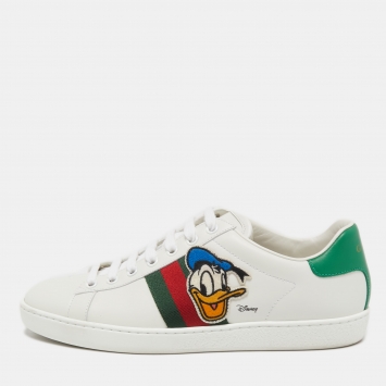 Pre Owned Gucci x Disney White Leather Donald Duck Ace Sneakers Size 38