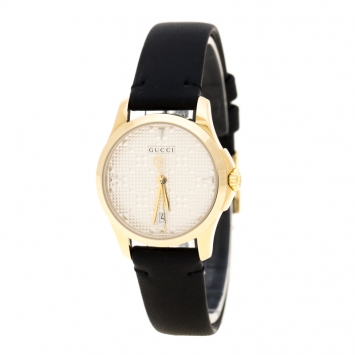 Pre Owned Gucci Silver Gold Plated Stainless Steel G-Timeless 126.5 Women's Wristwatch 27 mm