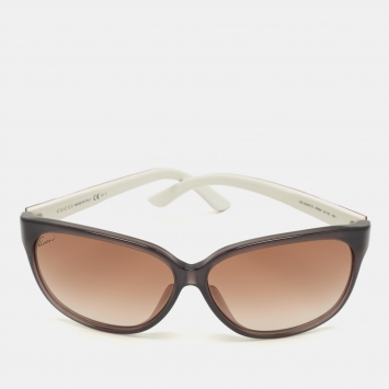 Pre Owned Gucci White/Brown Gradient GG 3551/F/S Interlocking G Oversized Sunglasses