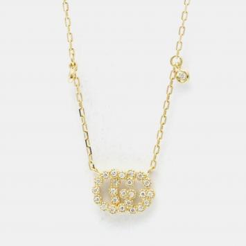 مملوكة مسبقًا Gucci GG Logo Diamond 18K Yellow Gold Diamond Necklace