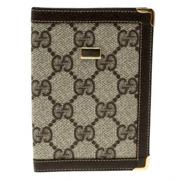 Pre Owned Gucci Beige/Brown Canvas and Pig Skin Leather Card Holder