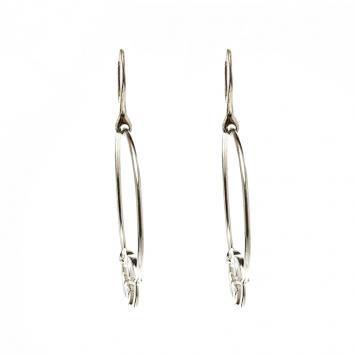 Pre Owned Gucci GG Logo Britt Silver Hook Hoop Earrings