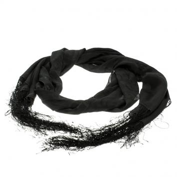 مملوكة مسبقًا Gucci Black GG Logo Tassled Edge Silk Stole