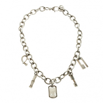 Pre Owned Gucci Silver Charm Link Choker Necklace