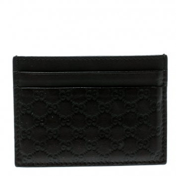 Pre Owned Gucci Dark Brown Microguccissima Leather Card Case