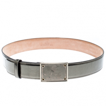 Pre Owned Gucci Metallic Leather Buckle Belt 95 CM