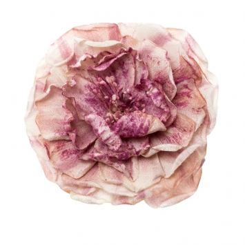 Pre Owned Gucci Purple And White Silk Flower Silver Tone Brooch