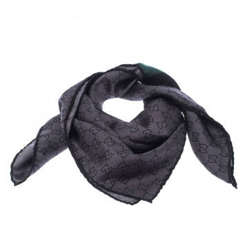 مملوكة مسبقًا Gucci Grey Monogram Silk GG Square Scarf 