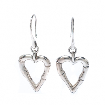 Pre Owned Gucci Bamboo Heart Silver Hook Earrings