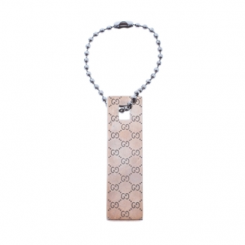 Pre Owned Gucci Silver Tone Guccisima Square Tag Pendant