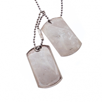 Pre Owned Gucci Sterling Silver Double Dog Tag Pendant Necklace