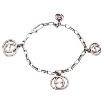 Pre Owned Gucci GG Interlocking Silver Chain Link Bracelet