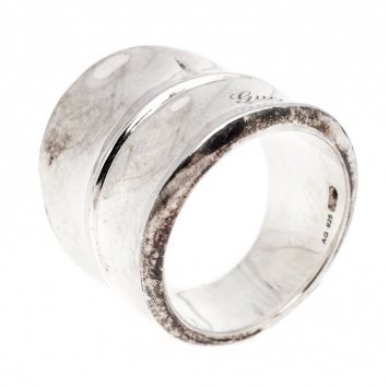 Pre Owned Gucci Sterling Silver Bamboo Ring Size EU 52