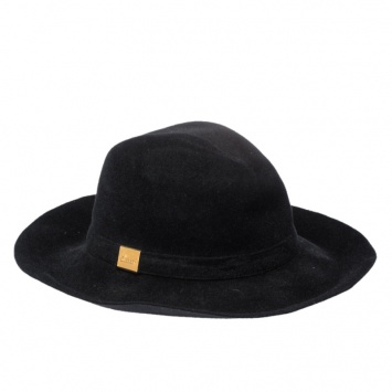 Pre Owned Gucci Black Felted Rabbit Fur Wide Brim Hat L
