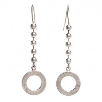 Pre Owned Gucci Bead Silver Drop Hook Earrings