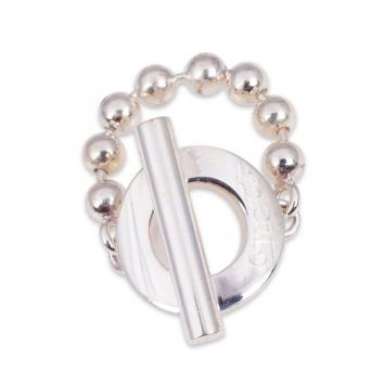 Pre Owned Gucci Silver T-Bar Ring Size 52