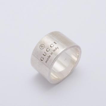 Pre Owned Gucci Wide Band with Gucci Trademark Engraving Size 54