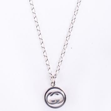 Pre Owned Gucci GG Pendant Silver Chain Necklace