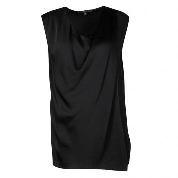 Pre Owned Gucci Black Draped Layered Sleeveless Top L